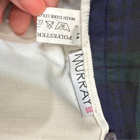 Murray-Golf Tartan Plaid Golf Pants in Green and Navy Blue Inseam 27in - Picture 14 of 17